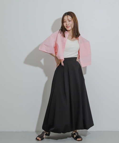 SENSE OF PLACE by URBAN RESEARCH（センスオブプレイスバイアーバンリサーチ）の「シャーリングクロップドシャツ(半袖)（シャツ/ブラウス・レディース・ブルー系その他/グレー系その他/ピンク系その他・ONE）」の10枚目の写真