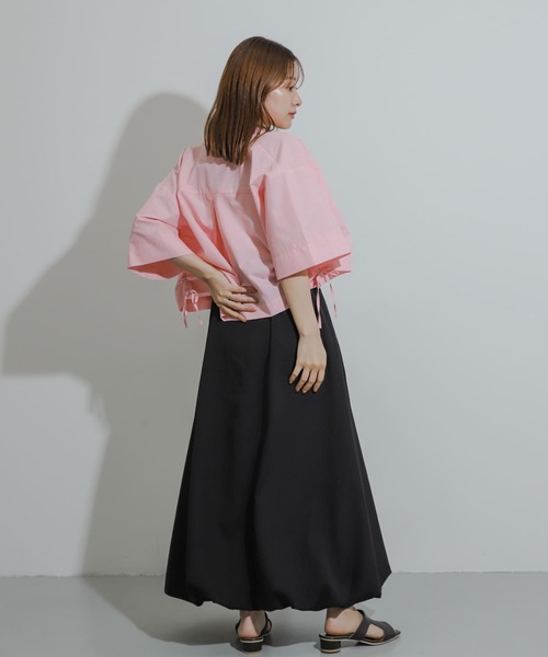 SENSE OF PLACE by URBAN RESEARCH（センスオブプレイスバイアーバンリサーチ）の「シャーリングクロップドシャツ(半袖)（シャツ/ブラウス・レディース・ブルー系その他/グレー系その他/ピンク系その他・ONE）」の11枚目の写真