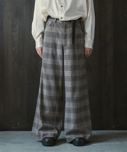 CASPER JOHN(キャスパージョン)の「Check baggy slacks/チェックバギースラックス(スラックス・メンズ・ネイビー/ブラウン/グレー・LARGE/MEDIUM/SMALL/X-SMALL)」の2枚目の写真