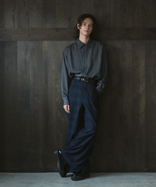 Casper John シャドーストライプバギースラックス Sサイズ ブラック Shadow stripe baggy slacks/シャドーストライプバギー