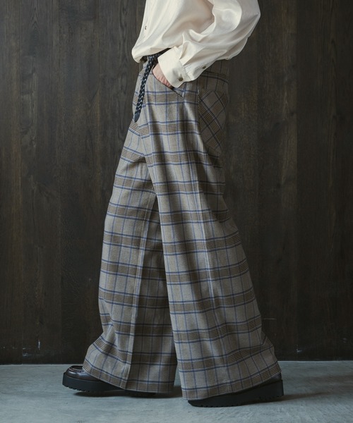 CASPER JOHN(キャスパージョン)の「Check baggy slacks/チェックバギースラックス(スラックス・メンズ・ネイビー/ブラウン/グレー・LARGE/MEDIUM/SMALL/X-SMALL)」の6枚目の写真