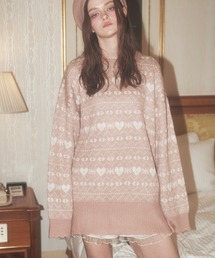 Lovilyn | ハートノルディック柄キラキラニットワンピース(ワンピース)