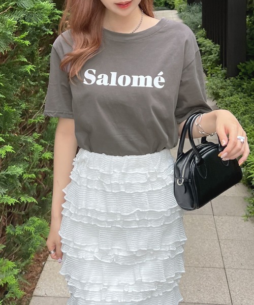 Futier land(フューティアランド)の「【コットン100%】salomeロゴTシャツ(Tシャツ/カットソー・レディース・ホワイト/チャコールグレー/杢グレー/ライトイエロー・FREE)」の6枚目の写真
