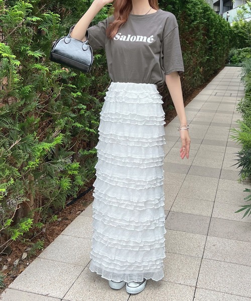 Futier land(フューティアランド)の「【コットン100%】salomeロゴTシャツ(Tシャツ/カットソー・レディース・ホワイト/チャコールグレー/杢グレー/ライトイエロー・FREE)」の14枚目の写真