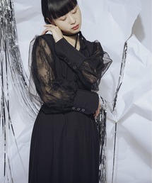 Tulle layered タックカーブドレス