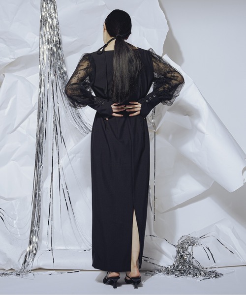 Ezick（エジック）の「Tulle layered タックカーブドレス（ドレス・レディース・ブラック/ライトカーキ・SMALL/MEDIUM）」の10枚目の写真