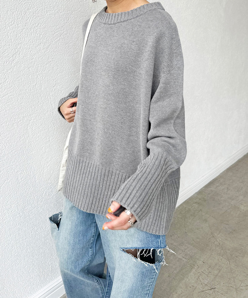 Spick &Spanバルキーヤーン ロングリブ プルオーバー　ホワイト スピック＆スパン Spick & Span ≪追加≫バルキーヤーン