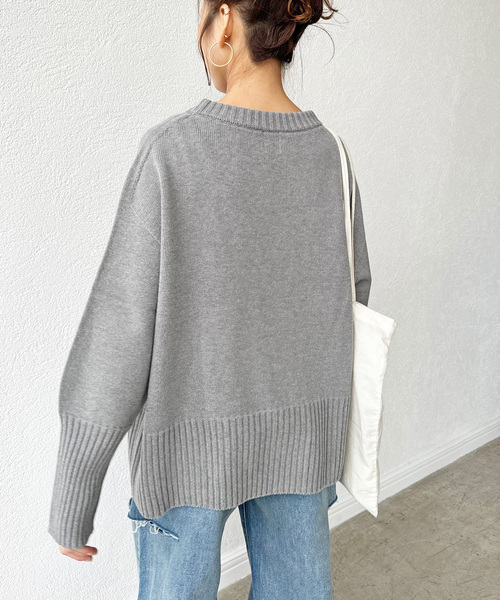 ≪追加≫バルキーヤーン ロングリブ プルオーバー（ニット