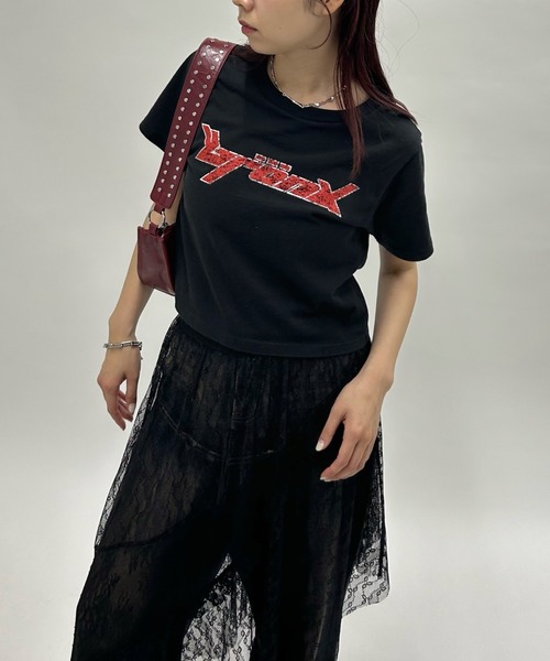 WHO'S WHO gallery(フーズフーギャラリー)の「【KOOKY'N/クーキー】BRONXヴィンテージライクロゴTEE(Tシャツ/カットソー・レディース・チャコールグレー/ネイビー/アッシュグレー/ブラック/パープル/サックスブルー/オフホワイト/グレー/カーキ・X-LARGE/MEDIUM/X-SMALL)」の3枚目の写真