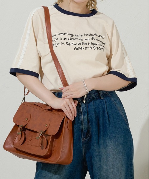 kutir（クティール）の「レースラインリンガーTシャツ（Tシャツ/カットソー・レディース・レッド/アイボリー/サックスブルー/チャコールグレー・FREE）」の2枚目の写真