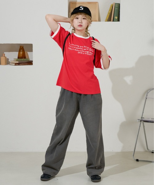 kutir（クティール）の「レースラインリンガーTシャツ（Tシャツ/カットソー・レディース・レッド/アイボリー/サックスブルー/チャコールグレー・FREE）」の18枚目の写真