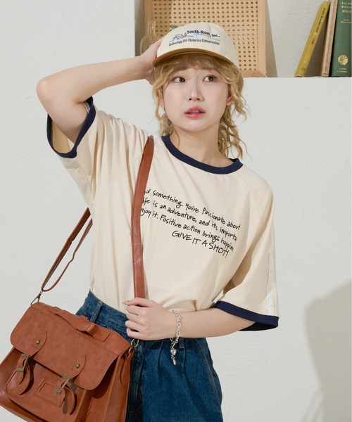 kutir（クティール）の「レースラインリンガーTシャツ（Tシャツ/カットソー・レディース・レッド/アイボリー/サックスブルー/チャコールグレー・FREE）」の13枚目の写真