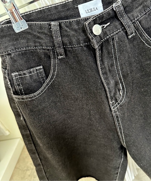 ULEULA（ウルア）の「ハート刺繍デニムハーフパンツ（デニムパンツ・レディース・ブラック・MEDIUM/LARGE）」の3枚目の写真