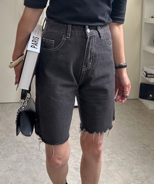 ULEULA（ウルア）の「ハート刺繍デニムハーフパンツ（デニムパンツ・レディース・ブラック・MEDIUM/LARGE）」の9枚目の写真