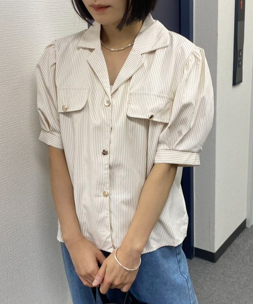 mebole（メボレ）の「フレンチパフスリーブストライプシャツ（シャツ/ブラウス・レディース・ブルー/アイボリー・FREE）」の19枚目の写真