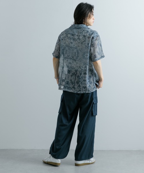 セール】シアープリントオープンカラーショートスリーブシャツ（シャツ