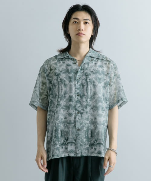 SENSE OF PLACE by URBAN RESEARCH(センスオブプレイスバイアーバンリサーチ)の「シアープリントオープンカラーショートスリーブシャツ(シャツ/ブラウス・メンズ・ブラック/グリーン/ブルー・LARGE/MEDIUM)」の14枚目の写真