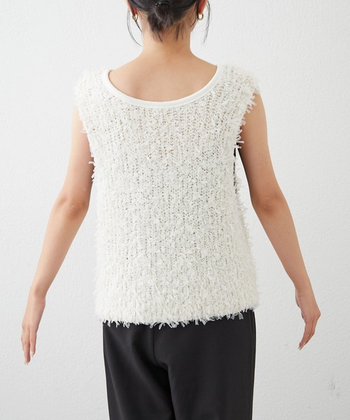 CIAOPANIC TYPY（チャオパニックティピー）の「リボンチュールヤーンZIPベスト（ベスト・レディース・ピンク/ベージュ/アイボリー/ブラック・ONE SIZE）」の10枚目の写真