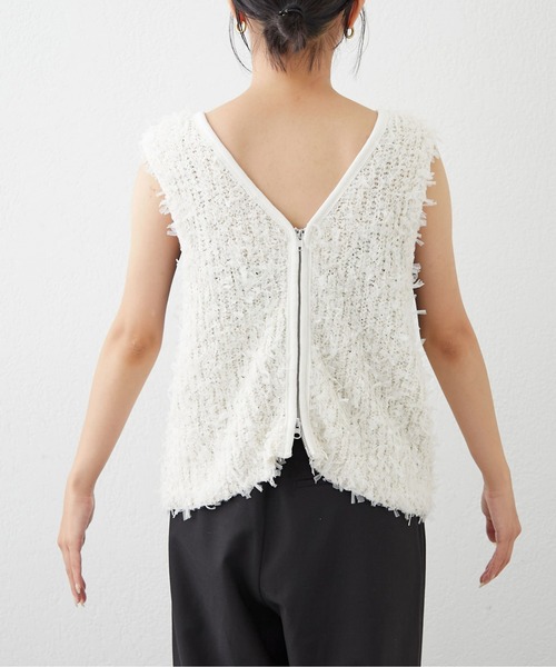 CIAOPANIC TYPY（チャオパニックティピー）の「リボンチュールヤーンZIPベスト（ベスト・レディース・ピンク/ベージュ/アイボリー/ブラック・ONE SIZE）」の15枚目の写真