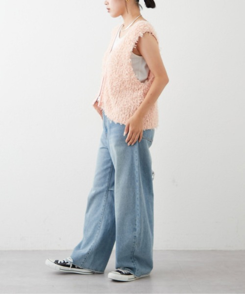 CIAOPANIC TYPY（チャオパニックティピー）の「リボンチュールヤーンZIPベスト（ベスト・レディース・ピンク/ベージュ/アイボリー/ブラック・ONE SIZE）」の17枚目の写真