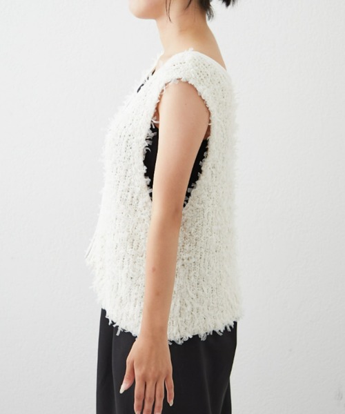 CIAOPANIC TYPY（チャオパニックティピー）の「リボンチュールヤーンZIPベスト（ベスト・レディース・ピンク/ベージュ/アイボリー/ブラック・ONE SIZE）」の21枚目の写真