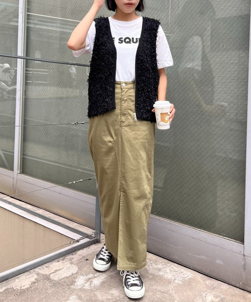 CIAOPANIC TYPY（チャオパニックティピー）の「リボンチュールヤーンZIPベスト（ベスト・レディース・ピンク/ベージュ/アイボリー/ブラック・ONE SIZE）」の8枚目の写真