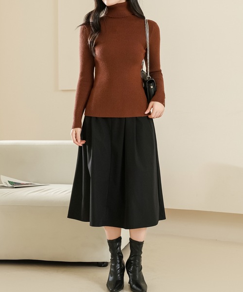 Lace Ladies(レースレディース)の「ソリッドカラー サイドボタン リブ ニット ハイネック プルオーバー(ニット/セーター・レディース・ブラック/ブラウン/アイボリー・M/XL)」の12枚目の写真