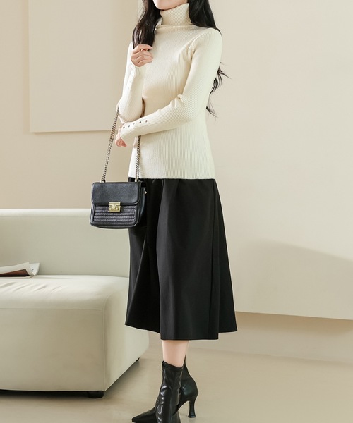 Lace Ladies(レースレディース)の「ソリッドカラー サイドボタン リブ ニット ハイネック プルオーバー(ニット/セーター・レディース・ブラック/ブラウン/アイボリー・M/XL)」の16枚目の写真