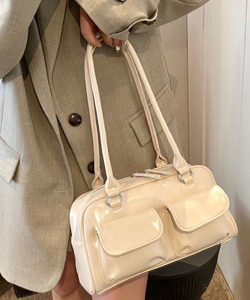 aimoha(アイモハ)の「クラシックPUハンドバッグ(ハンドバッグ・レディース・ブラック/オフホワイト/ブルー/シルバー/ピンク/レッド・FREE)」の21枚目の写真