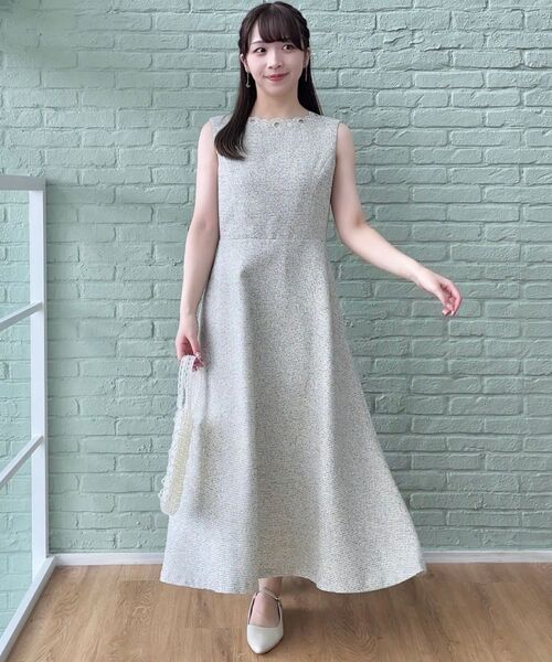 couture brooch(クチュールブローチ)の「◆【美シルエット・上品ワンピ】エンブロネック ツイードワンピ(ワンピース・レディース・アイボリー/ブラック・36/38/40/42)」の20枚目の写真