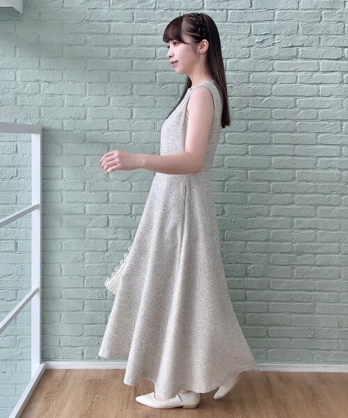 couture brooch(クチュールブローチ)の「◆【美シルエット・上品ワンピ】エンブロネック ツイードワンピ(ワンピース・レディース・アイボリー/ブラック・36/38/40/42)」の21枚目の写真