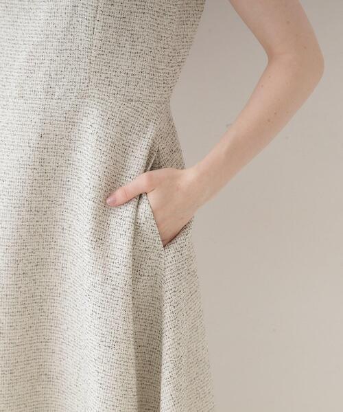 couture brooch(クチュールブローチ)の「◆【美シルエット・上品ワンピ】エンブロネック ツイードワンピ(ワンピース・レディース・アイボリー/ブラック・36/38/40/42)」の3枚目の写真