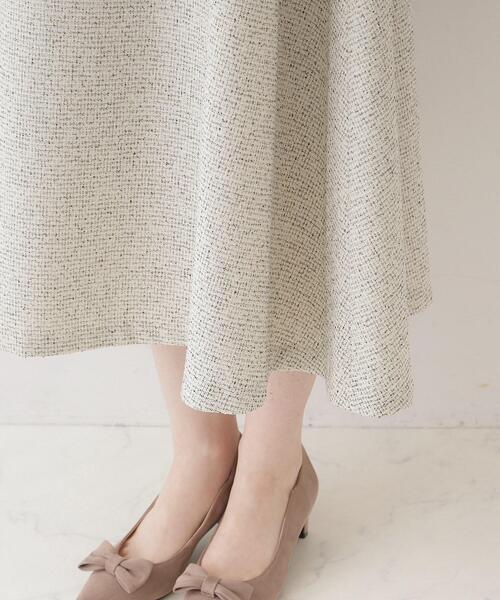 couture brooch(クチュールブローチ)の「◆【美シルエット・上品ワンピ】エンブロネック ツイードワンピ(ワンピース・レディース・アイボリー/ブラック・36/38/40/42)」の4枚目の写真