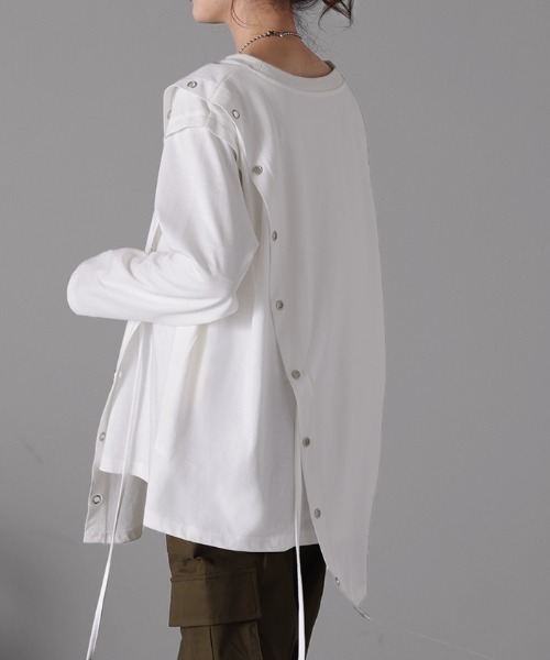 HUG.U(ハグユー)の「アシンメトリーカットソー(Tシャツ/カットソー・レディース・ホワイト/ブラック・FREE)」の15枚目の写真