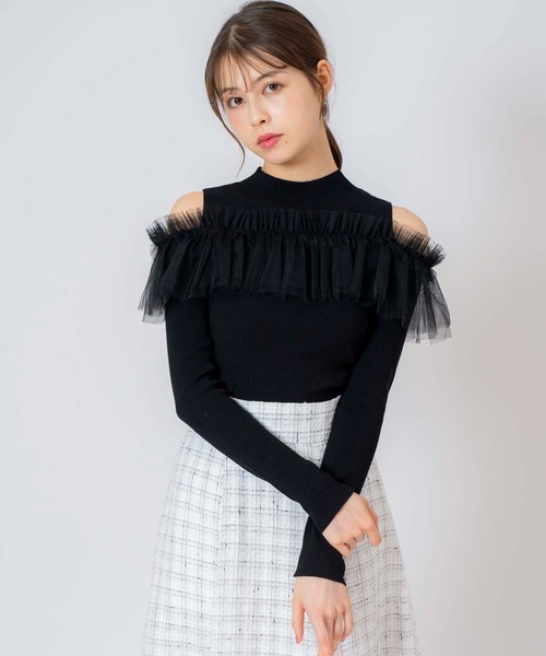NOELA(ノエラ)の「チュールフリルニット(ニット/セーター・レディース・オフホワイト/ピンク/ブラック・フリー)」の4枚目の写真