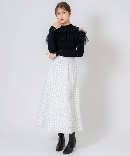 NOELA(ノエラ)の「チュールフリルニット(ニット/セーター・レディース・オフホワイト/ピンク/ブラック・フリー)」の9枚目の写真