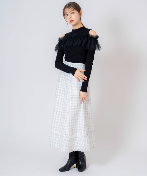 NOELA(ノエラ)の「チュールフリルニット(ニット/セーター・レディース・オフホワイト/ピンク/ブラック・フリー)」の10枚目の写真