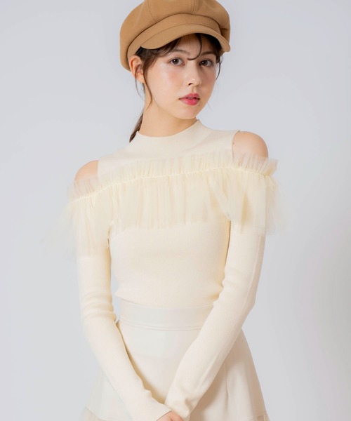 NOELA(ノエラ)の「チュールフリルニット(ニット/セーター・レディース・オフホワイト/ピンク/ブラック・フリー)」の11枚目の写真