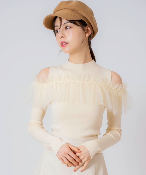 NOELA(ノエラ)の「チュールフリルニット(ニット/セーター・レディース・オフホワイト/ピンク/ブラック・フリー)」の12枚目の写真