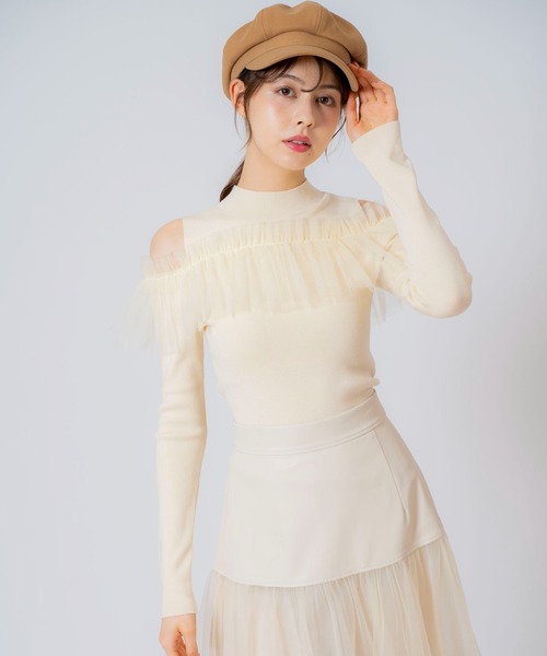 NOELA(ノエラ)の「チュールフリルニット(ニット/セーター・レディース・オフホワイト/ピンク/ブラック・フリー)」の13枚目の写真