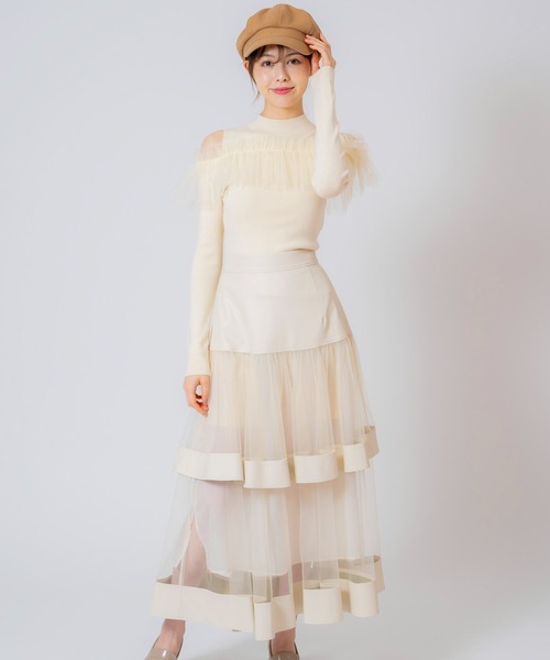 NOELA(ノエラ)の「チュールフリルニット(ニット/セーター・レディース・オフホワイト/ピンク/ブラック・フリー)」の15枚目の写真