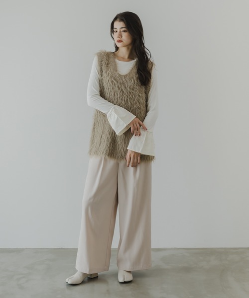 rectangle(レクタングル)の「フェザーヤーンVネックベスト(ニット/セーター・レディース・アイボリー/チャコールグレー/ベージュ・FREE)」の15枚目の写真