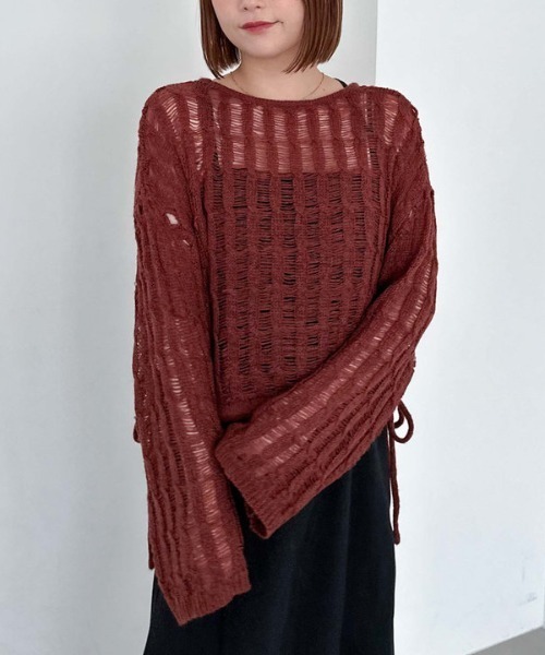 archives(アルシーヴ)の「スラッシュケーブルドロストニット(ニット/セーター・レディース・アイボリー/ブルー/オレンジ/グリーン・MEDIUM)」の2枚目の写真