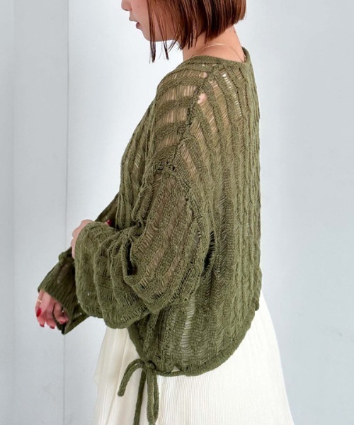 archives(アルシーヴ)の「スラッシュケーブルドロストニット(ニット/セーター・レディース・アイボリー/ブルー/オレンジ/グリーン・MEDIUM)」の6枚目の写真