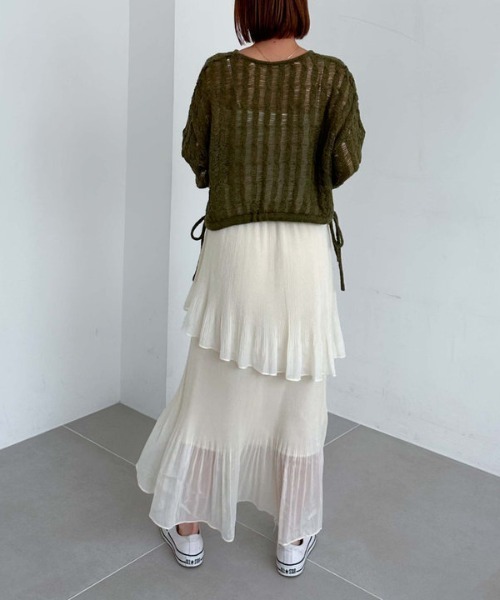 archives(アルシーヴ)の「スラッシュケーブルドロストニット(ニット/セーター・レディース・アイボリー/ブルー/オレンジ/グリーン・MEDIUM)」の9枚目の写真