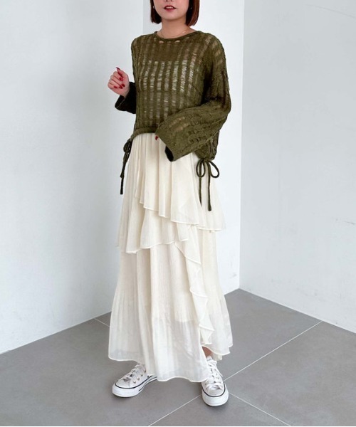 archives(アルシーヴ)の「スラッシュケーブルドロストニット(ニット/セーター・レディース・アイボリー/ブルー/オレンジ/グリーン・MEDIUM)」の10枚目の写真