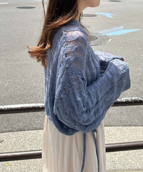 archives(アルシーヴ)の「スラッシュケーブルドロストニット(ニット/セーター・レディース・アイボリー/ブルー/オレンジ/グリーン・MEDIUM)」の18枚目の写真