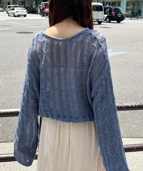 archives(アルシーヴ)の「スラッシュケーブルドロストニット(ニット/セーター・レディース・アイボリー/ブルー/オレンジ/グリーン・MEDIUM)」の19枚目の写真