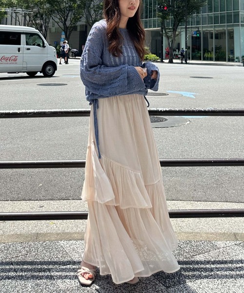 archives(アルシーヴ)の「スラッシュケーブルドロストニット(ニット/セーター・レディース・アイボリー/ブルー/オレンジ/グリーン・MEDIUM)」の21枚目の写真