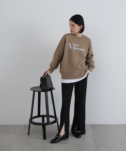 N.（N. Natural Beauty Basic）（エヌエヌナチュラルビューティーベーシック）の「◆スリットフレアパンツ（その他パンツ・レディース・ブラック/モカ・SMALL/MEDIUM）」の5枚目の写真